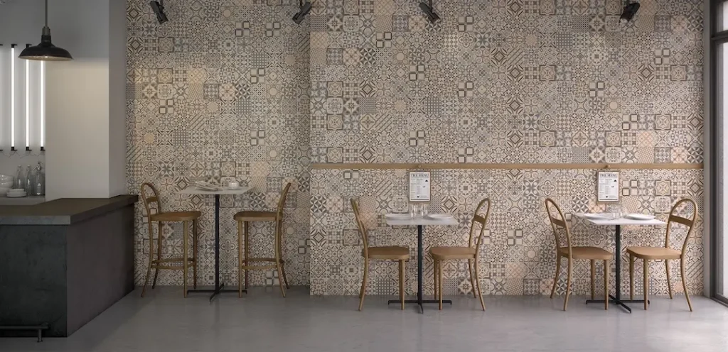 Cafetería con placas mosaico