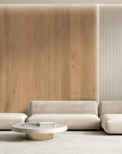 Salon Con Revestimiento Madera